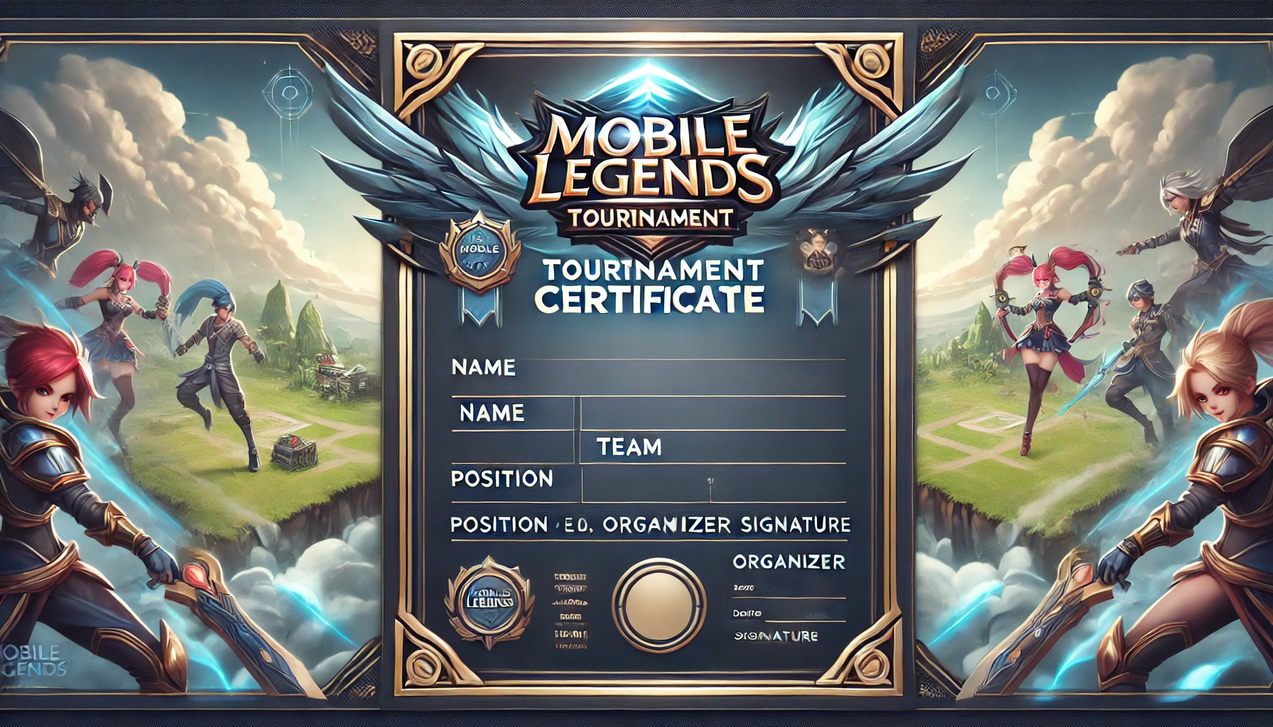 Mobile Legends Tournament Certificate Template