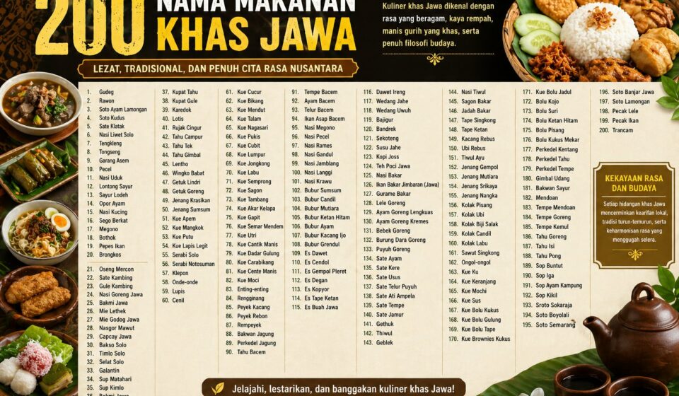 200 Nama Makanan Khas Jawa