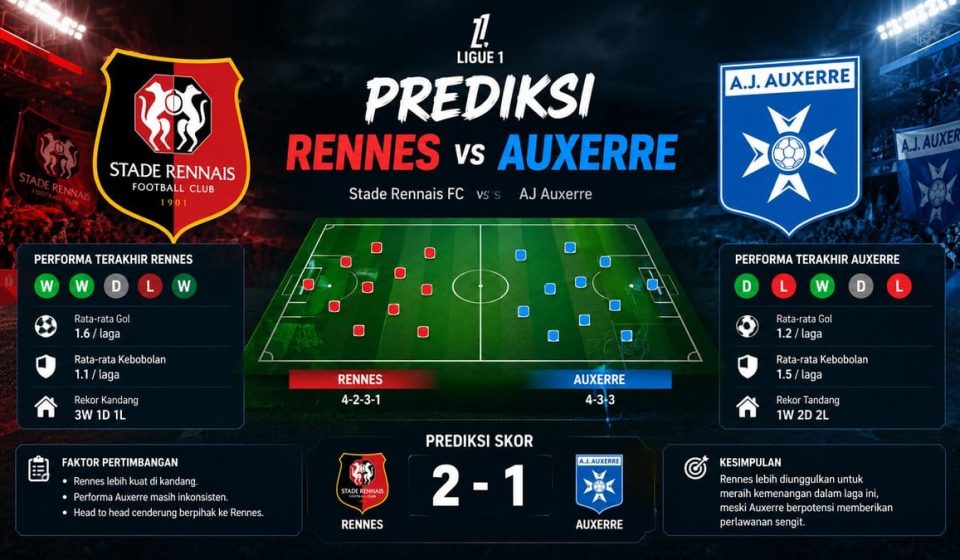Prediksi Rennes vs Auxerre dan Duel Sengit Ligue 1 Prediksi Rennes vs Auxerre